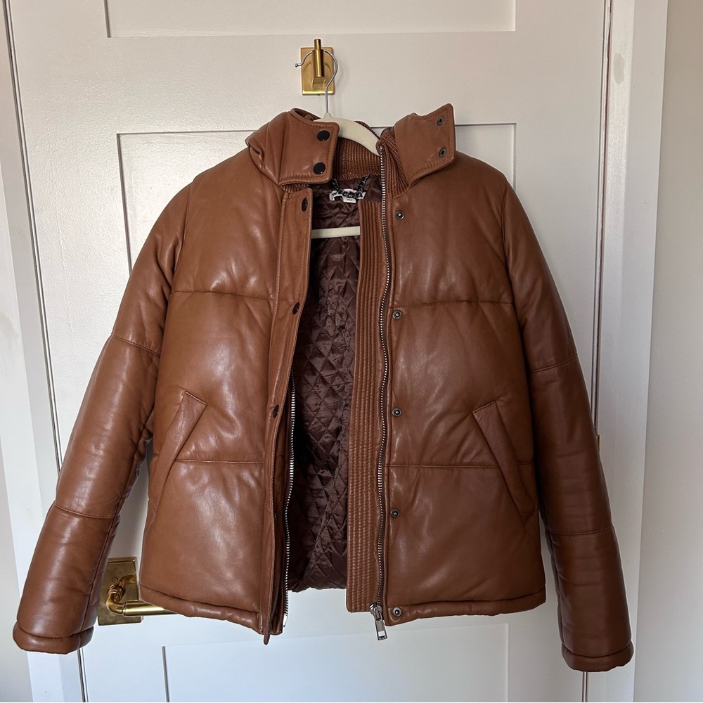 Whistles leather puffer coat jacket Size XS - Picture 2 of 8